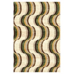 Collection Sasha Bikoff, tapis moderne marron vert «Ripple » 8'x10'