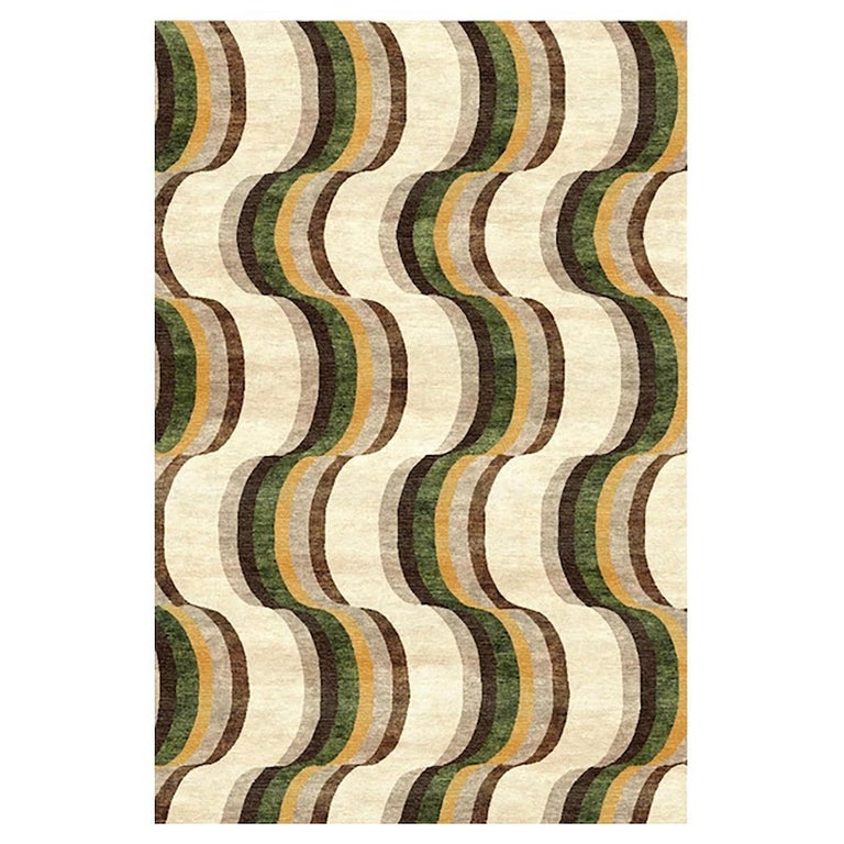 Ripple Design Rug Sasha Bikoff Collection, Modern Area Rug Green Brown