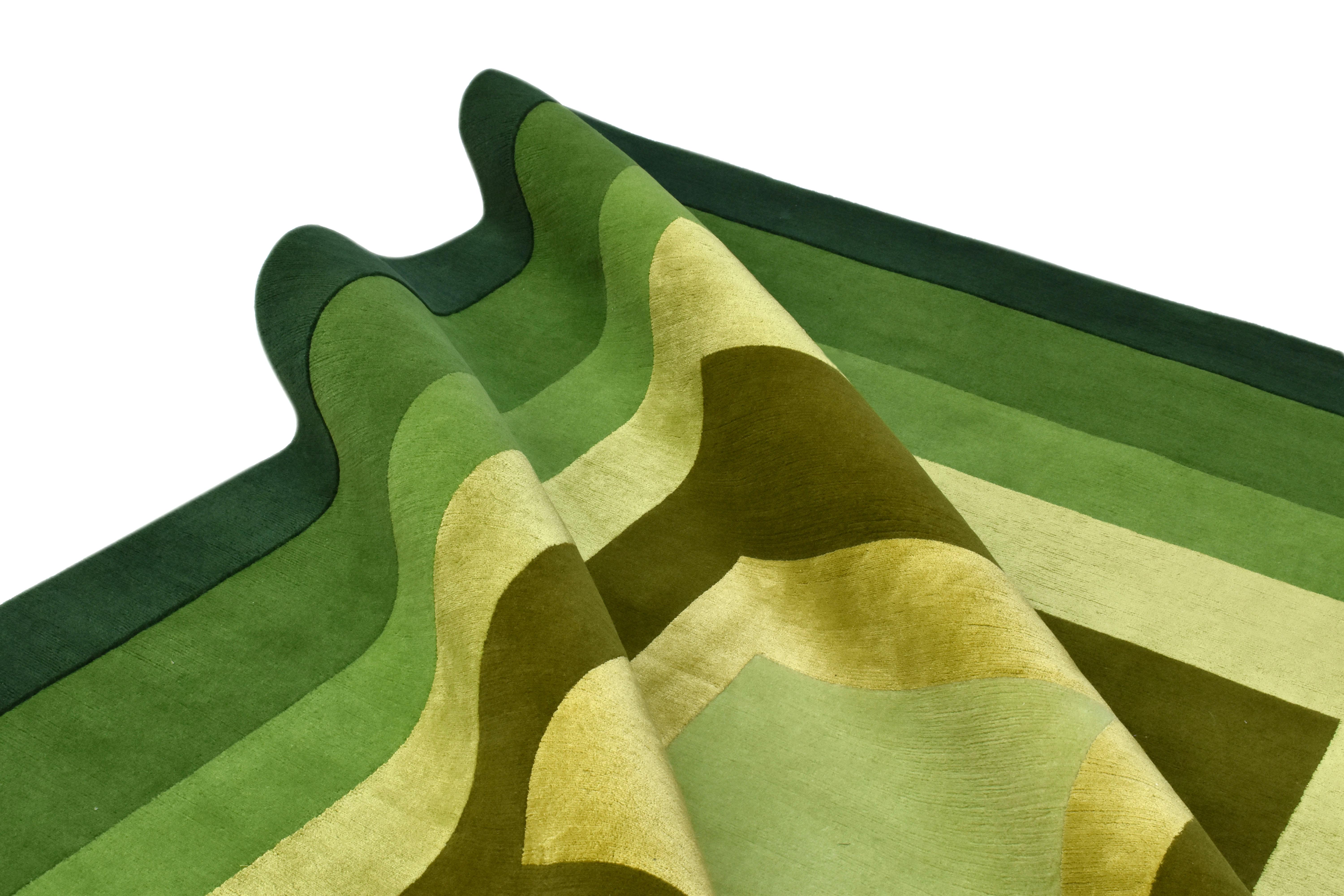 Moderner Teppich der Sasha Bikoff-Kollektion in Grüntönen, „Zone Seaweed“, 6'x9' im Angebot 4
