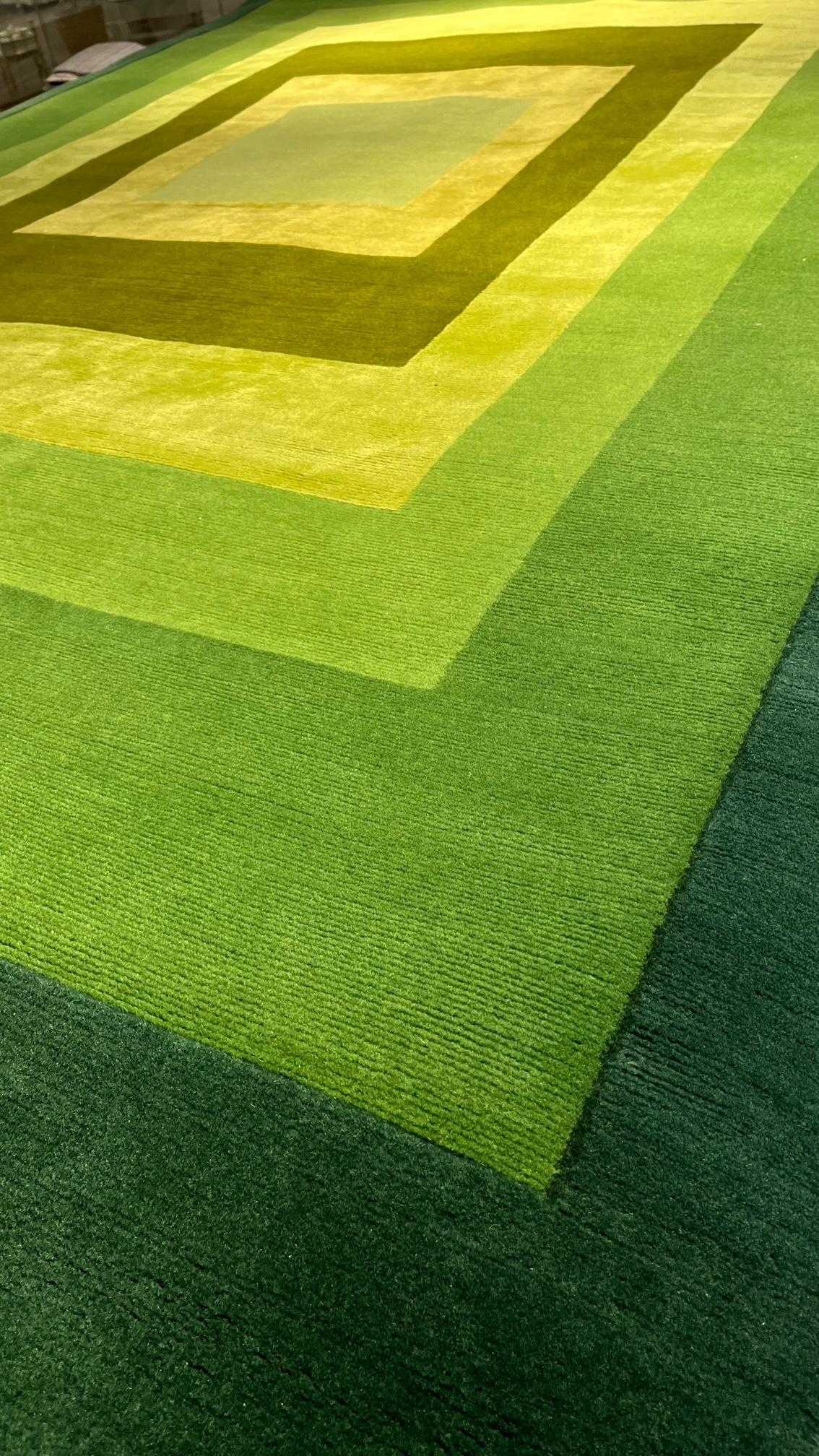 Moderner Teppich der Sasha Bikoff-Kollektion in Grüntönen, „Zone Seaweed“, 6'x9' (Nepalesisch) im Angebot