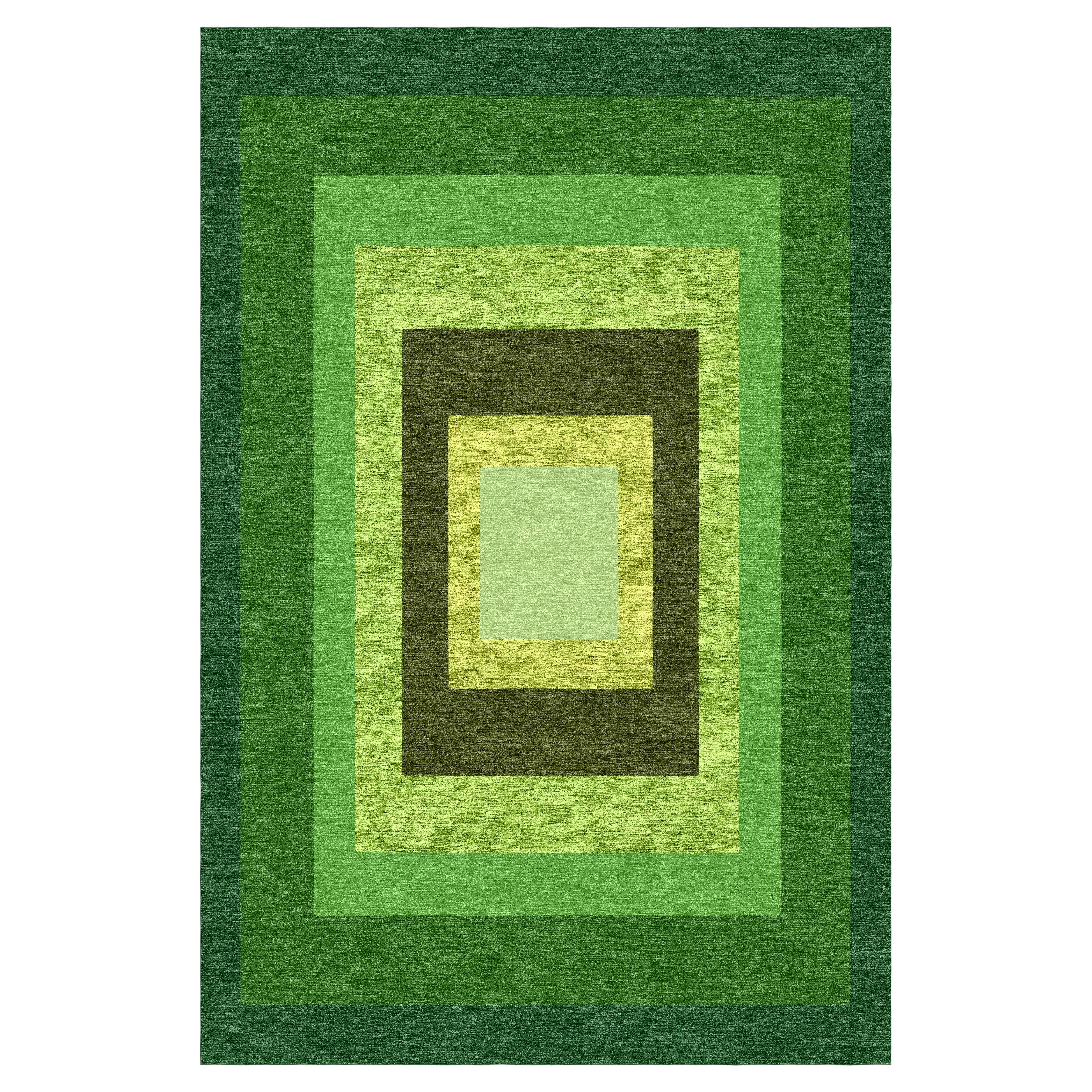 Sasha Bikoff Collection Modern Area Rug in Green Tones, "Zone Seaweed" 6'x9'