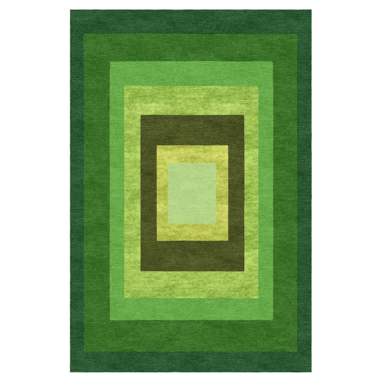 Sasha Bikoff Collection Modern Area Rug in Green Tones, "Zone Seaweed" 6'x9' For Sale at 1stDibs