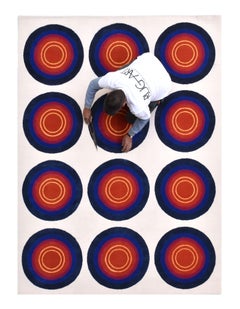 Tapis moderne à fond blanc multicolore « Goal » de la collection Sasha Bikoff, 6'X8'