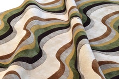 Collection Sasha Bikoff, Tapis de sol moderne Vert Marron "Ripple" 6'x9'