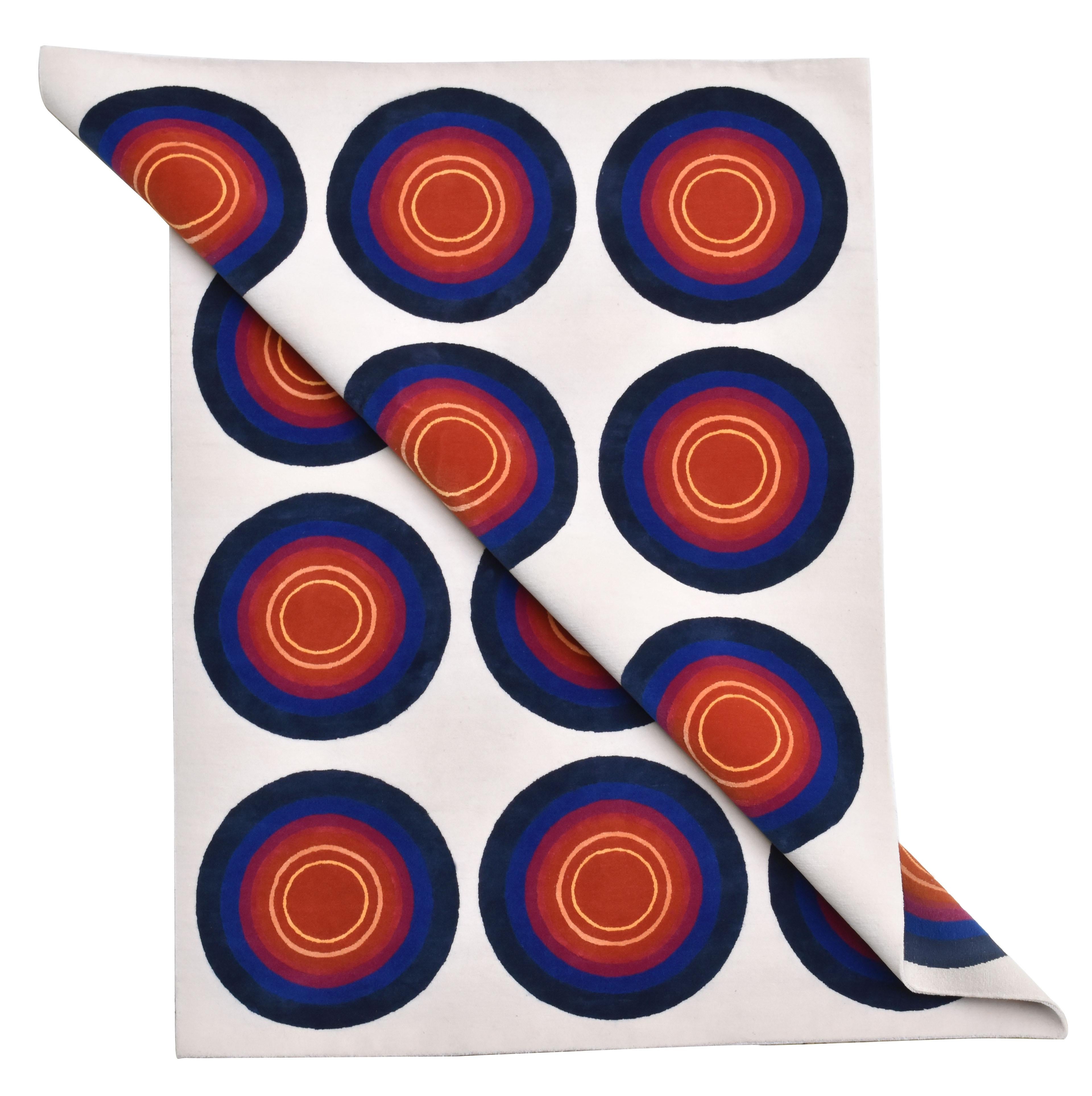 Moderner Teppich aus der Sasha Bikoff-Kollektion mit mehrfarbigem weißem Grund, „Goal“, 8x10 (Nepalesisch) im Angebot