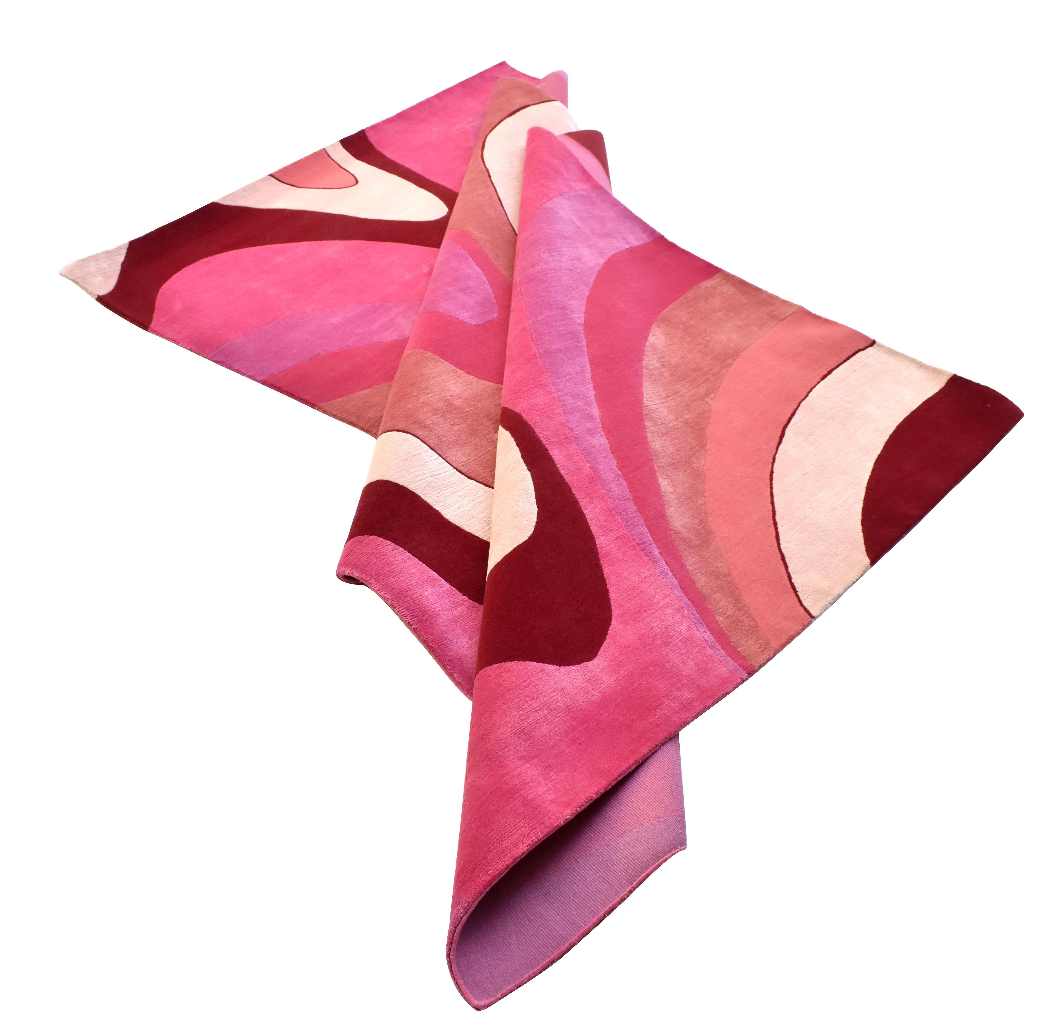 Moderner Teppich aus der Sasha Bikoff-Kollektion in rosafarben, „Wavey Dahlia“, 6'x9' im Angebot 3