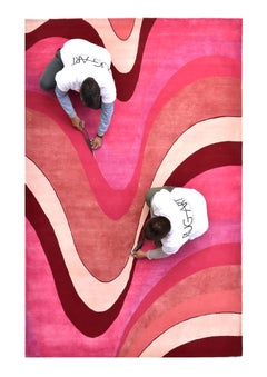 Tapis moderne de la collection Sasha Bikoff, couleurs roses, "Wavey Dahlia" 6'x9'