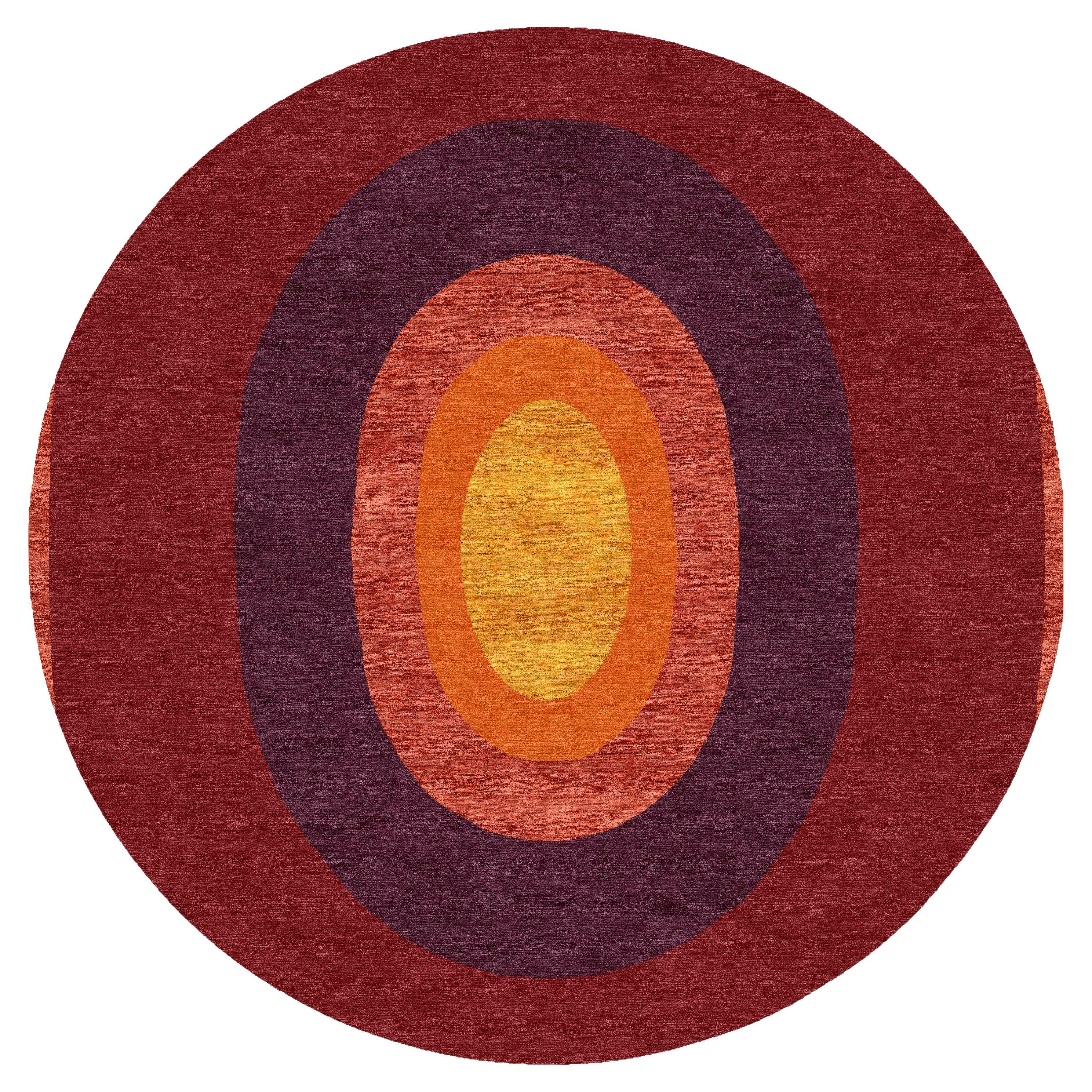 Colección Sasha Bikoff, Alfombra moderna naranja óxido "Set Bonfire" 6' redonda