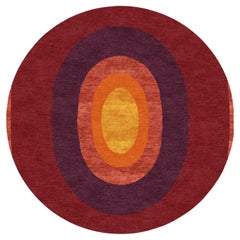Sasha Bikoff Collection, Modern Area Rug Rust Orange "Set Bonfire" 6' Round