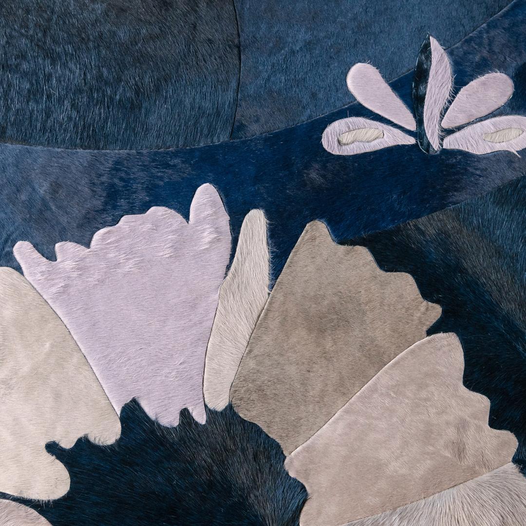 Sasha Bikoff X Art Hide Customizable Cowhide Blue Shibori Area Rug XLarge For Sale 2