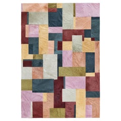 Tapis Pastiche personnalisable en cuir de vache multicolore Sasha Bikoff X Art Hide, petit modèle