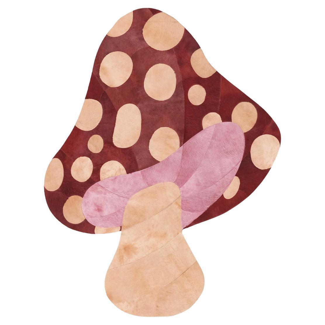 Sasha Bikoff X Art Hide Tappeto personalizzabile in pelle di mucca Rosso Funghi Piccolo
