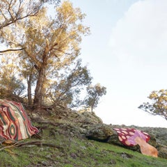 Sasha Bikoff X Art Hide Alfombra de piel de vaca personalizable funghi seta roja XL