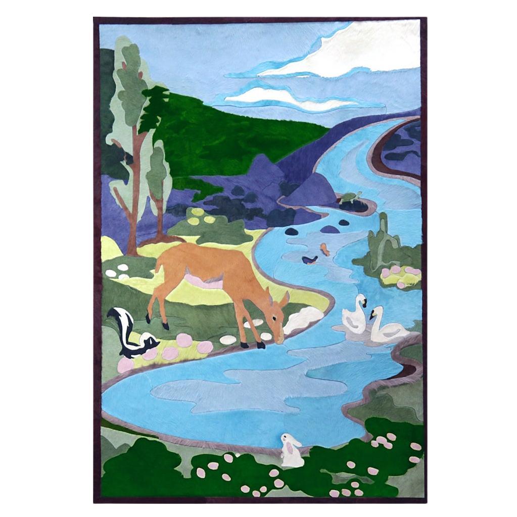 Sasha Bikoff X Art Hide Customizable Cowhide Woodland Menagerie Tapestry For Sale