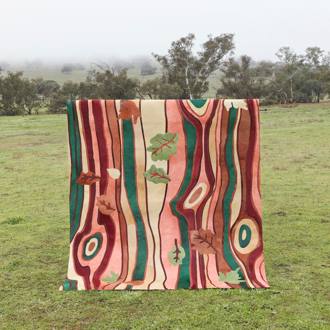 Art Deco Sasha Bikoff X Art Hide Faux Bois Customizable Cowhide Dans Le Bois Area Rug For Sale