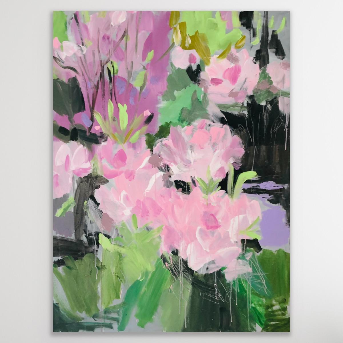Isla 1, Arte Floral Semi Abstracto, Pintura Paisaje Vibrante, Obra de Arte Atrevida - Painting Impresionista de Sasha Getsko 