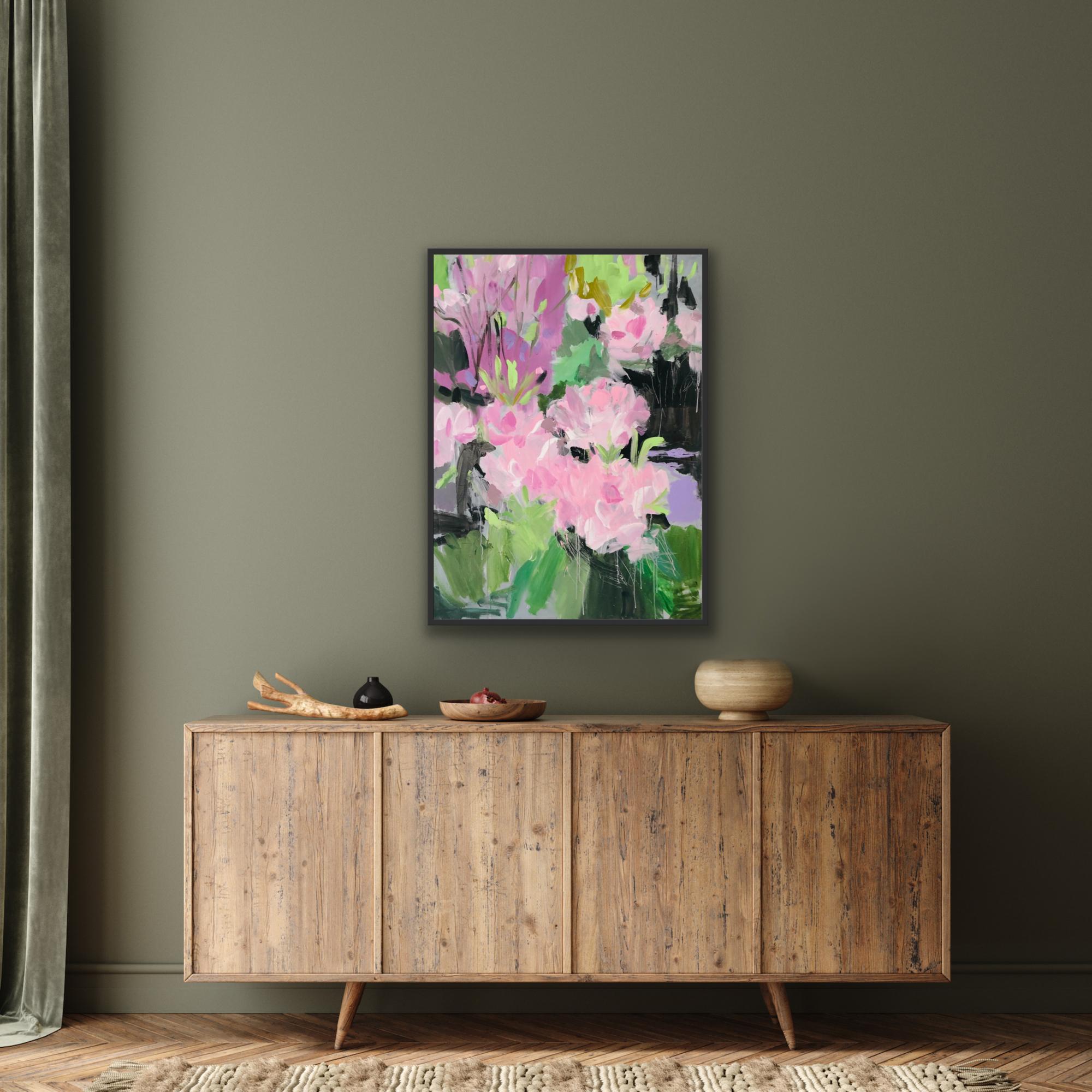 Isla 1, Arte Floral Semi Abstracto, Pintura Paisaje Vibrante, Obra de Arte Atrevida en venta 3