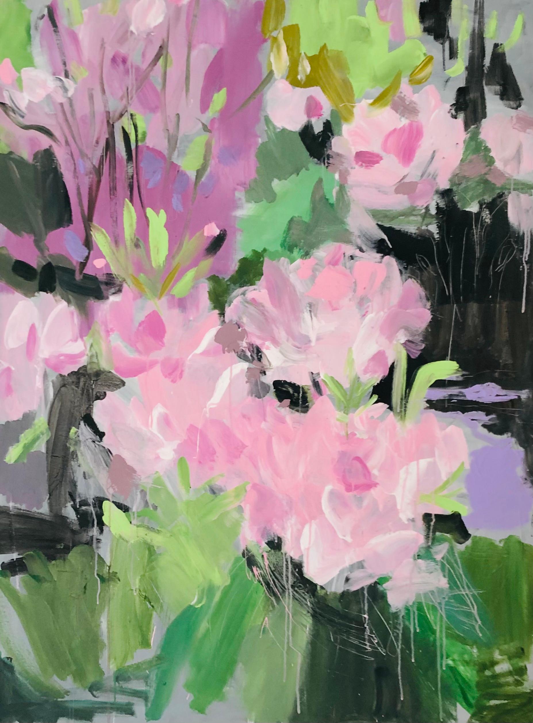 Sasha Getsko  Still-Life Painting - Island 1, Semi Abstract Floral Art, Vibrant Landscape Painting, Bold Artwork