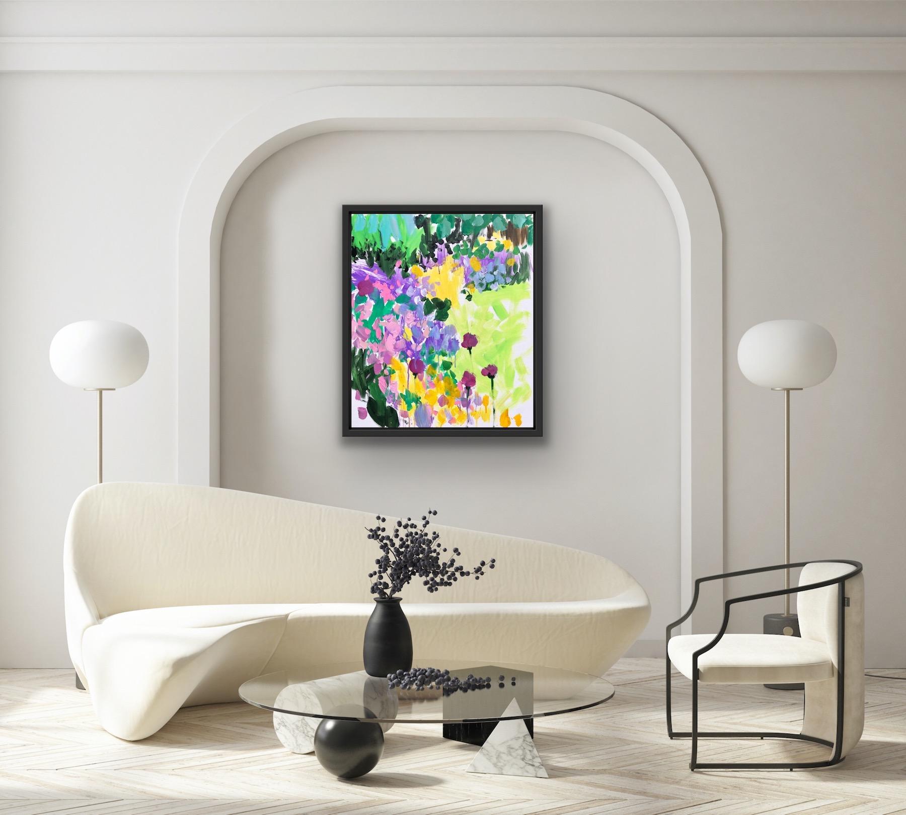 After the Rain, Semi Abstract Landscape Floral Art, Bright Contemporary Painting For Sale 3