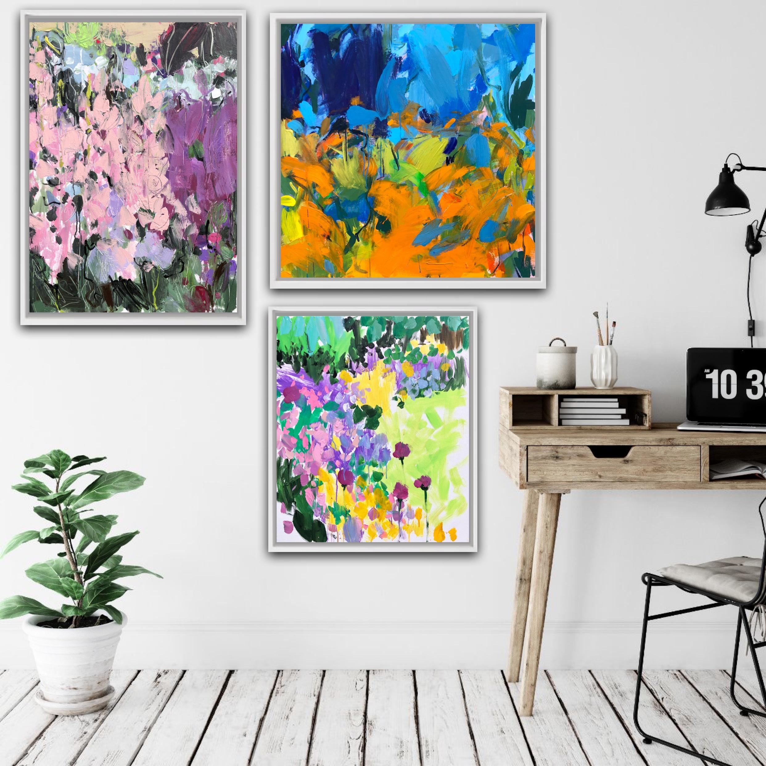 Foxgloves Flowers, After the Rain and About Fall Triptych - Abstract Painting by Sasha Getsko