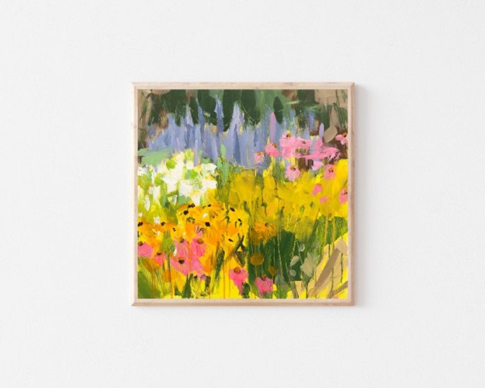 Sumer Garden, Original floral painting, abstract painting - Painting by Sasha Getsko