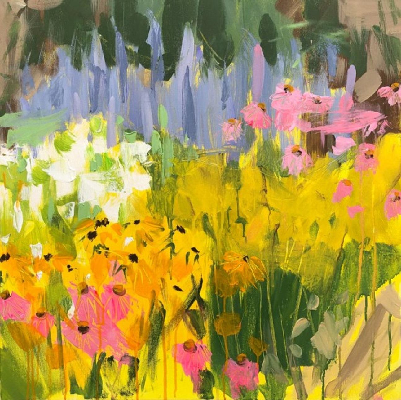 Sasha Getsko Abstract Painting - Sumer Garden, Original floral painting, abstract painting