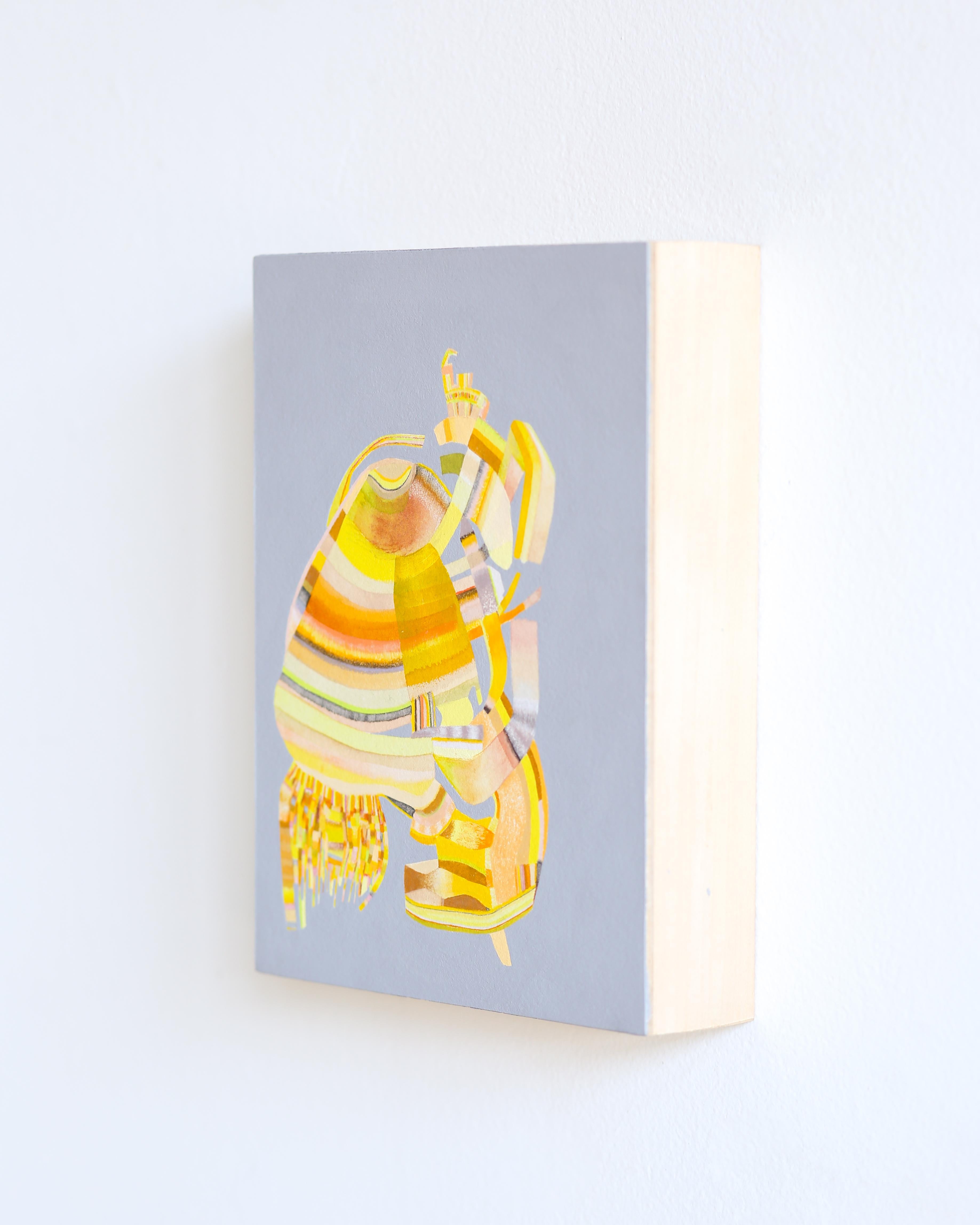 Mischtechnik auf Papier, aufgezogen auf Holzplatte mit UV-Acryl-Lack