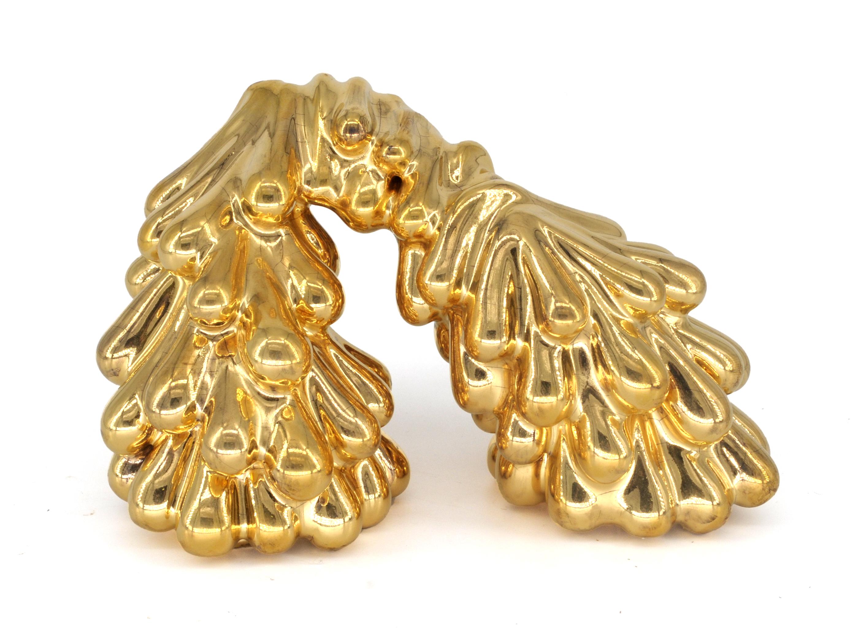 Sasha Koozel Reibstein Abstract Sculpture - Abstract Ceramic Sculpture with Gold Luster Glaze. 4 x 6 x 3.5 in, Reibstein
