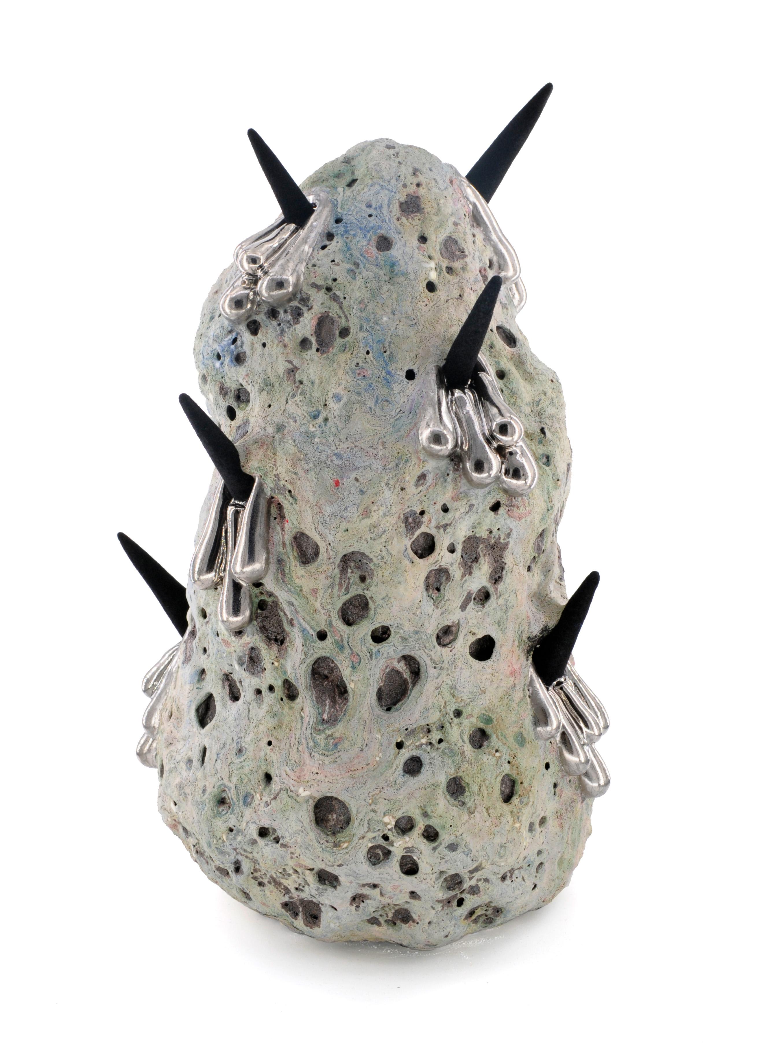 Contemporary Abstract Ceramic Sculpture, Porcelain with Glaze and Mixed Media