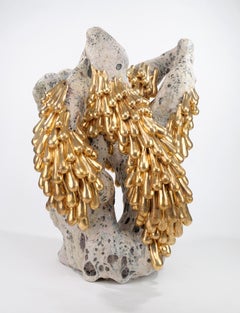 "Melt", contemporain, abstrait, contemporain, sculpture, glaçure lustrée à l'or 24k.