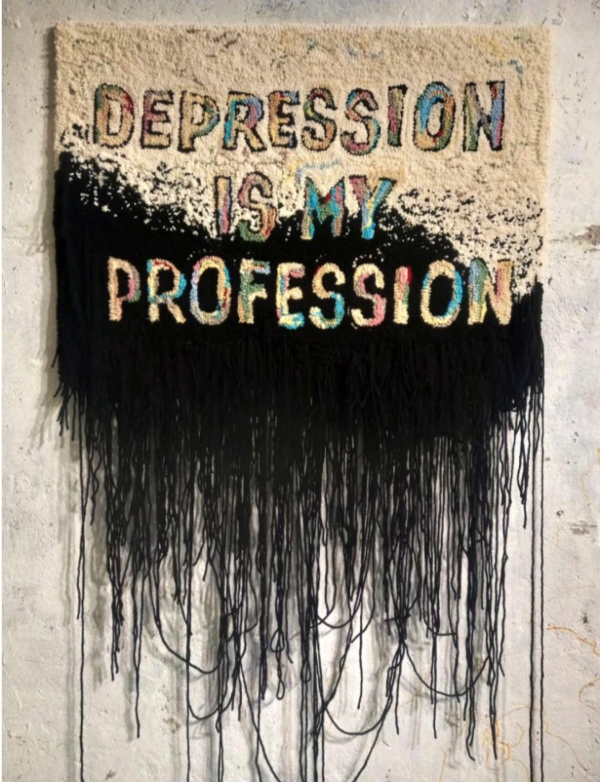 Professione, tappeto fatto a mano, 80/60 cm - Mixed Media Art di Sasha Look