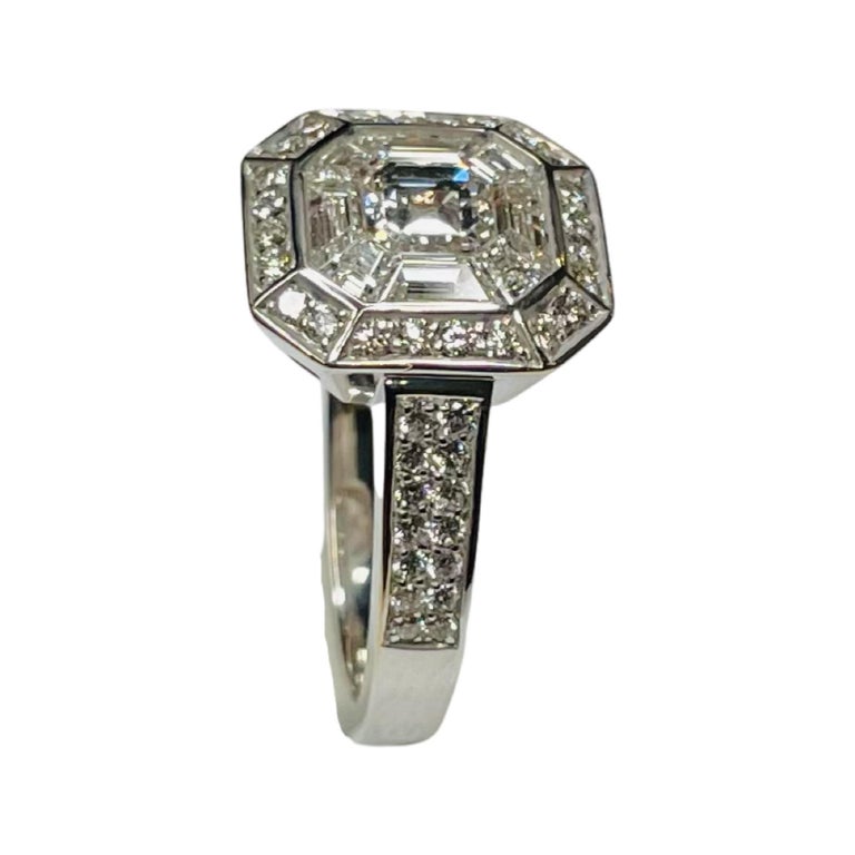 Sasha Primak 18K White Gold Invisible Set Diamond Ring In New Condition For Sale In Kirkwood, MO