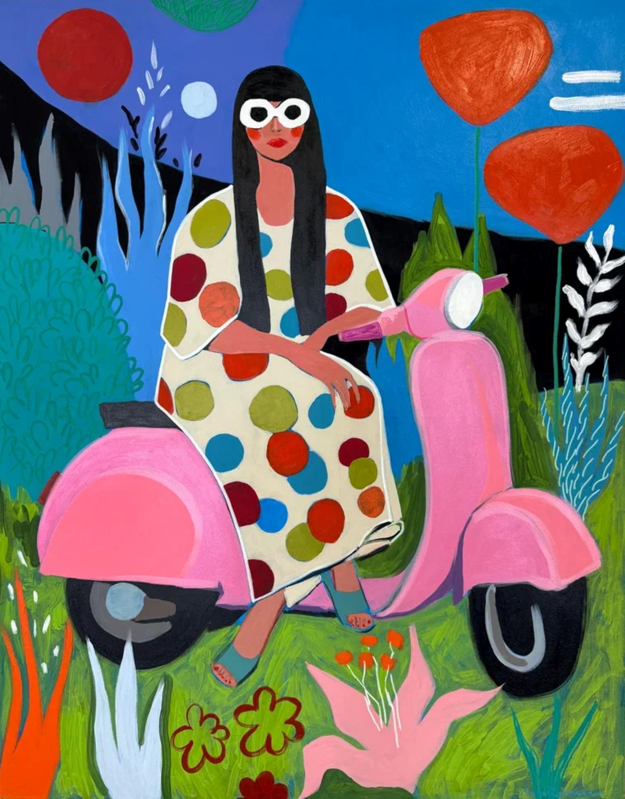 Sasha Robinson Abstract Painting - Dream Ride Under Red Sun