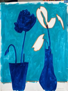 Flowers on Blue Background