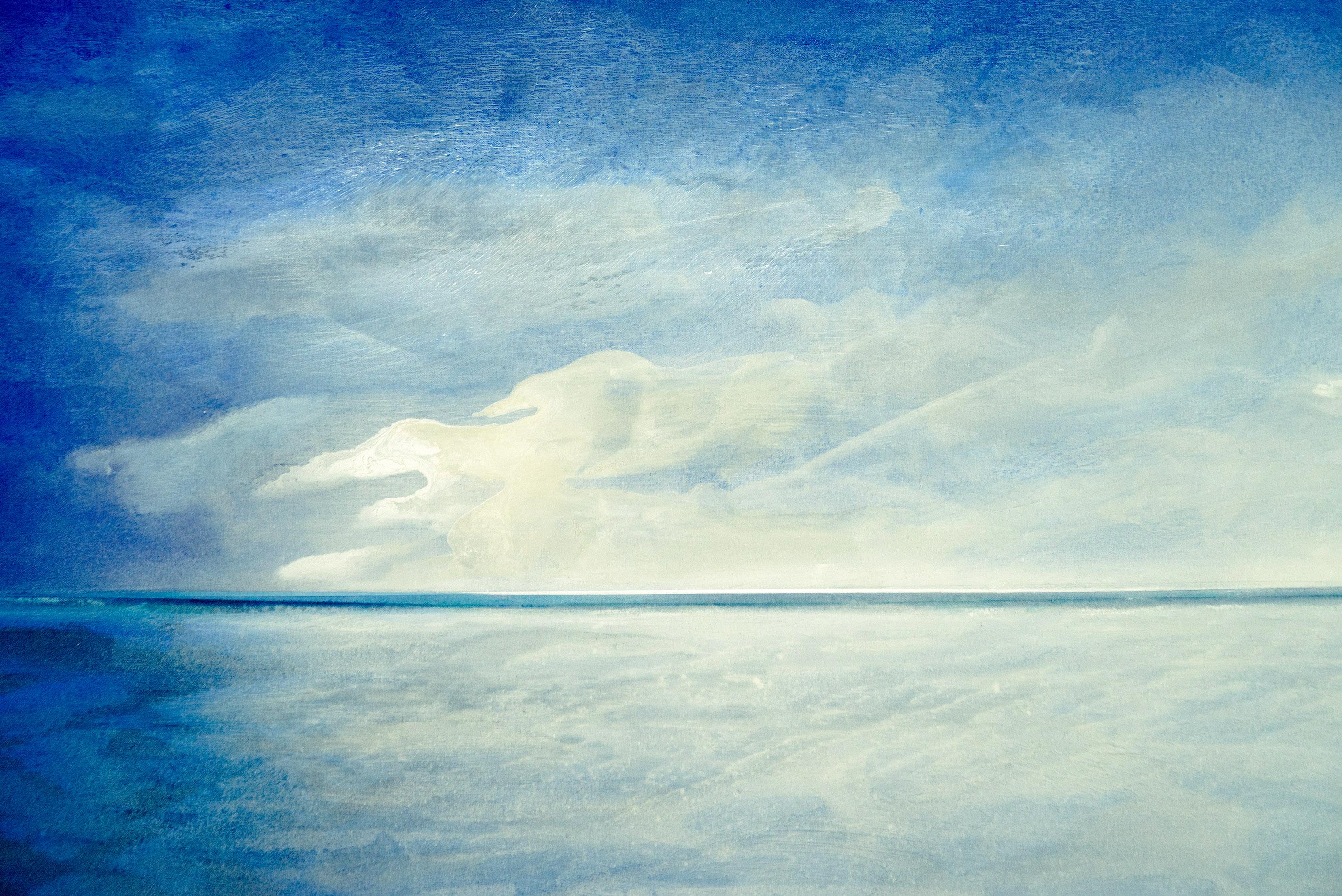 Awaken - cool, gestural, seascape - Contemporary Painting by Sasha Rogers