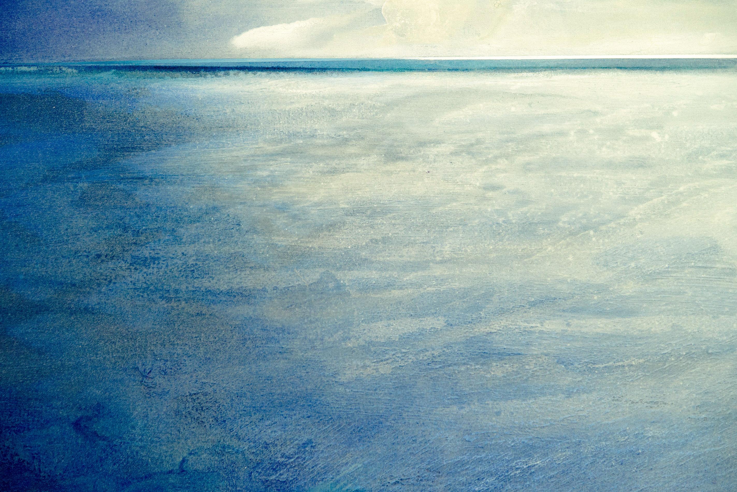 Awaken - fresco, gestuale, paesaggio marino - Landscape Painting Blu di Sasha Rogers