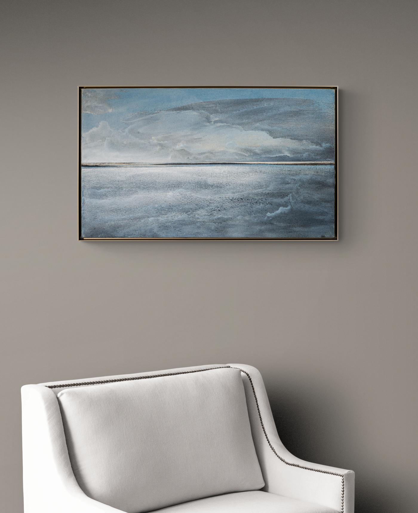 Blue Edge - cool, gestural, contemporary, landscape, acrylic on canvas For Sale 7