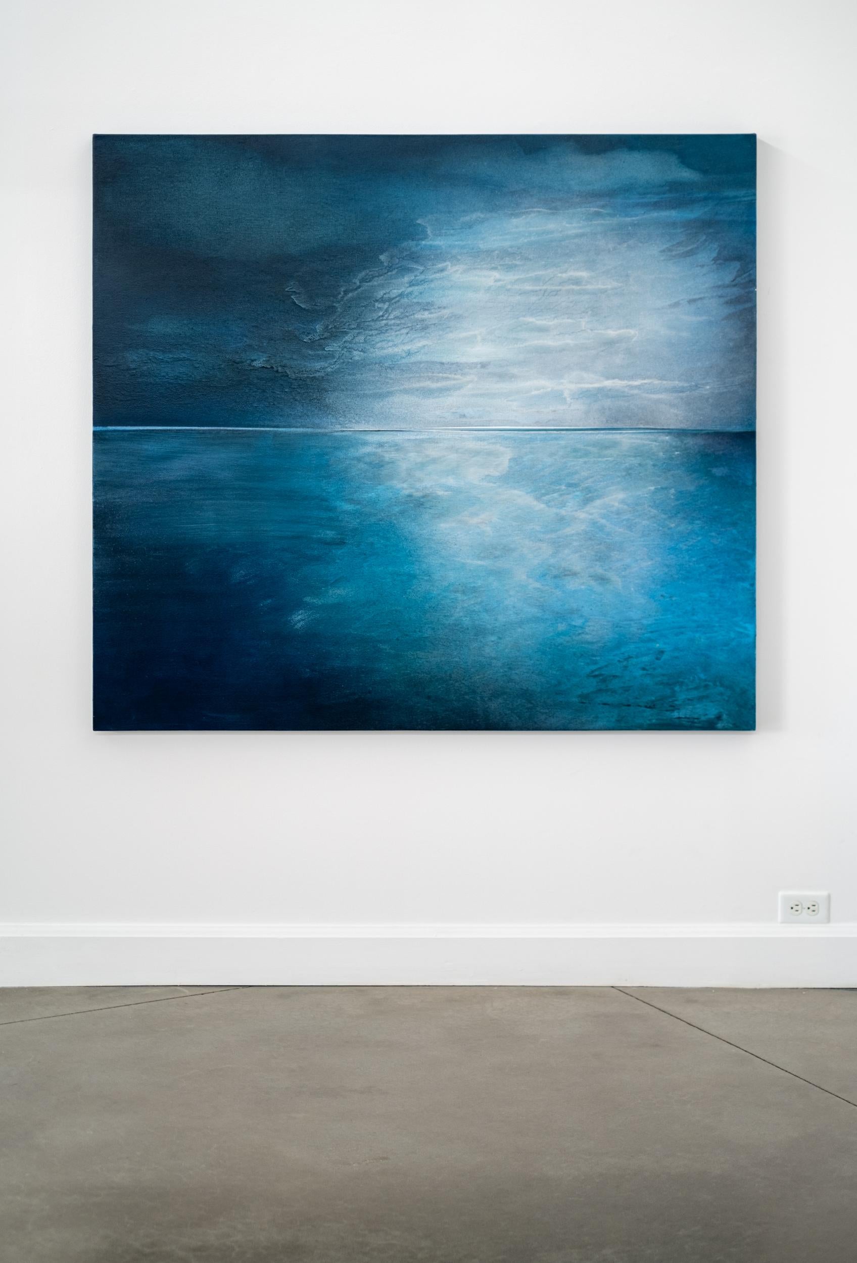 Arterias Eternas - fresco, gestual, contemporáneo, paisaje, acrílico sobre lienzo - Landscape Painting Azul de Sasha Rogers