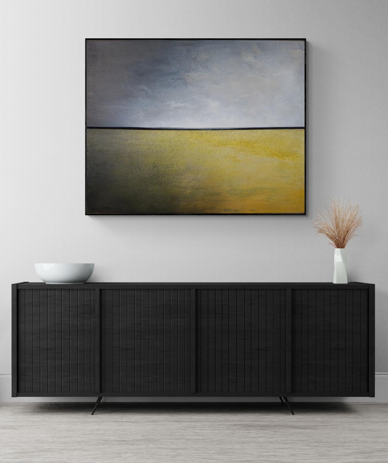 Haze - warm, gestural, contemporary, landscape, acrylic on canvas For Sale 7