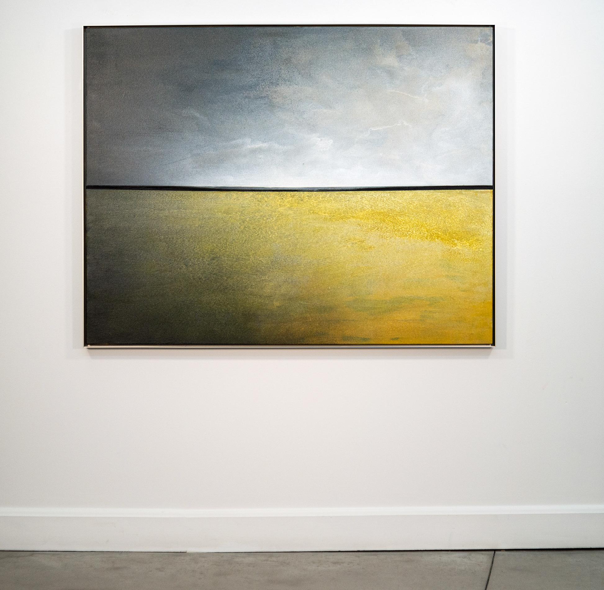 Haze - warm, gestural, contemporary, landscape, acrylic on canvas For Sale 5