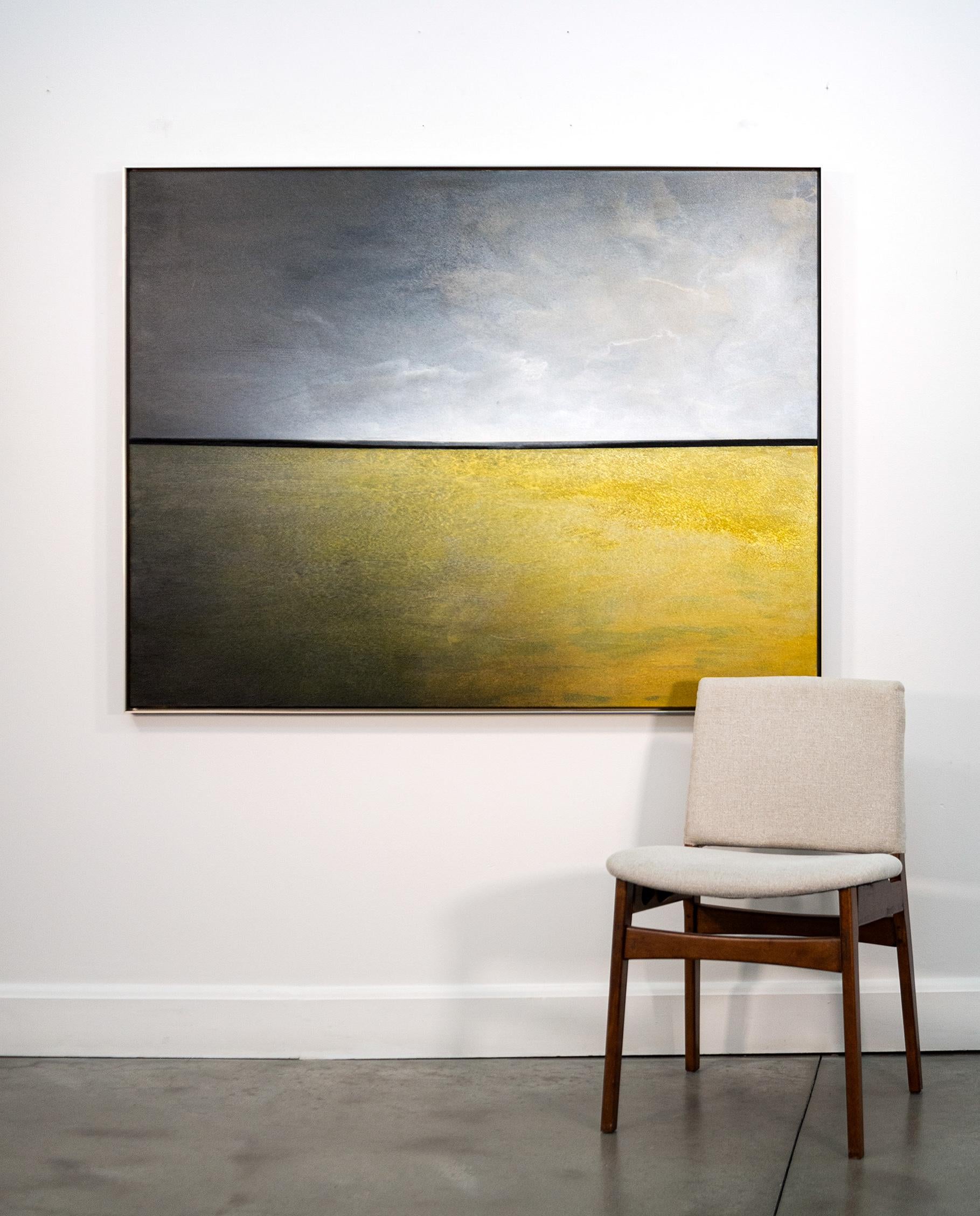 Haze - warm, gestural, contemporary, landscape, acrylic on canvas For Sale 6