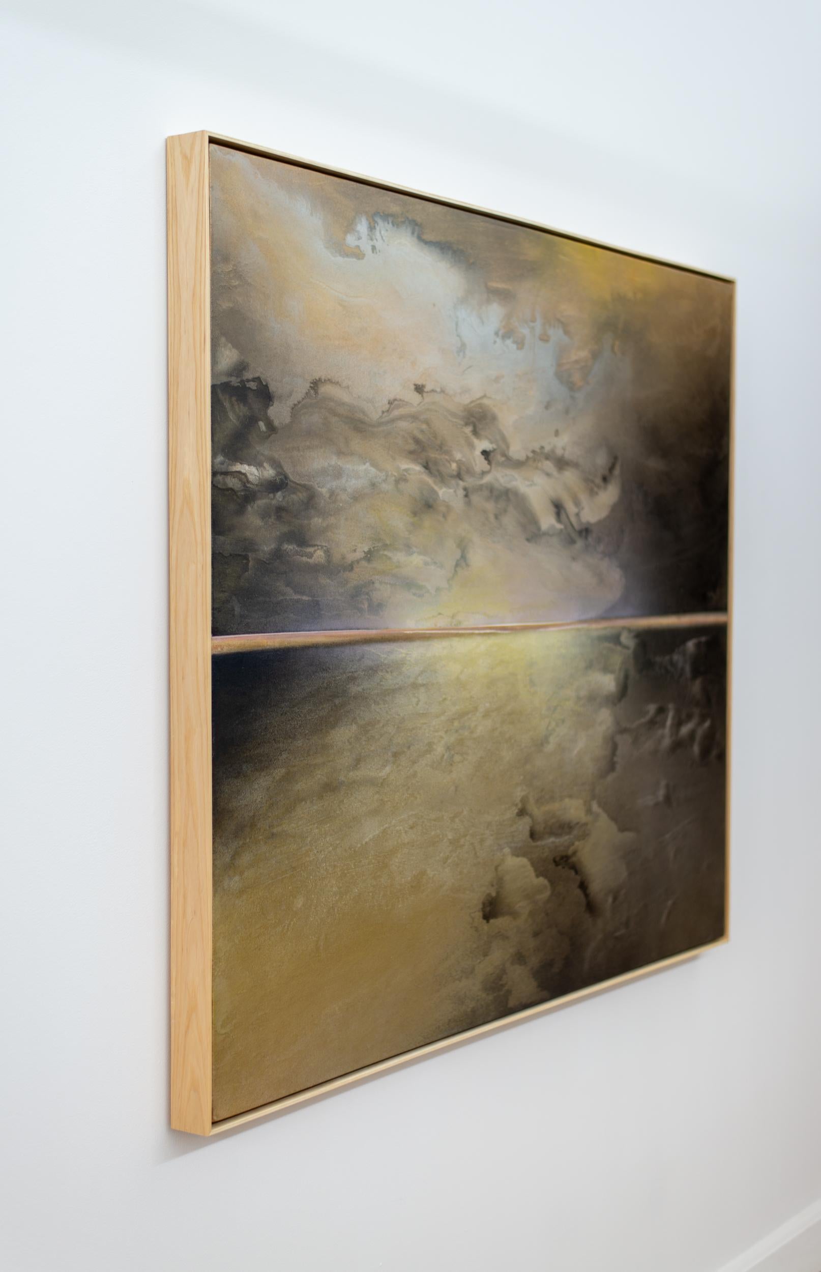 Sombras de la pradera - dorado, contemporáneo, abstracto, pintura, acrílico sobre lienzo - Painting Contemporáneo de Sasha Rogers