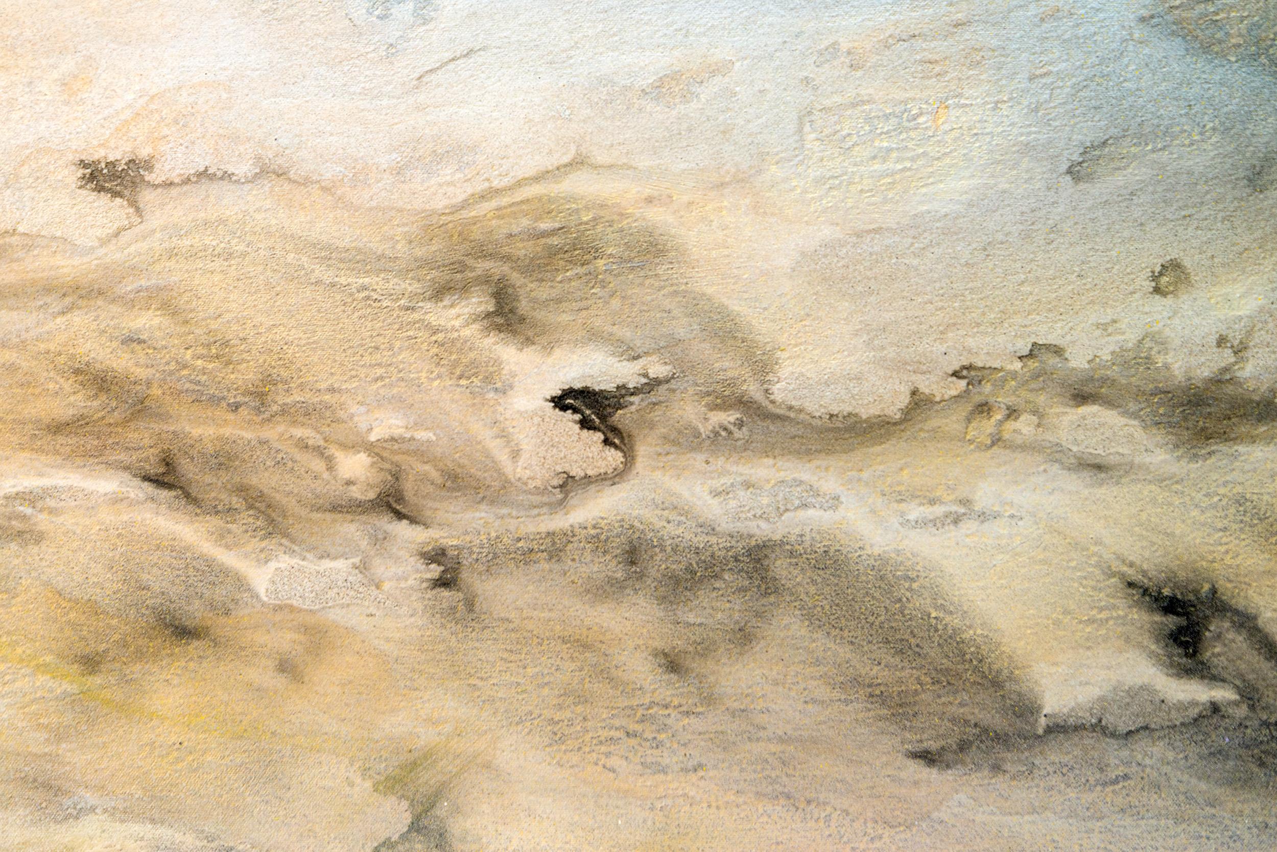 Sombras de la pradera - dorado, contemporáneo, abstracto, pintura, acrílico sobre lienzo en venta 1