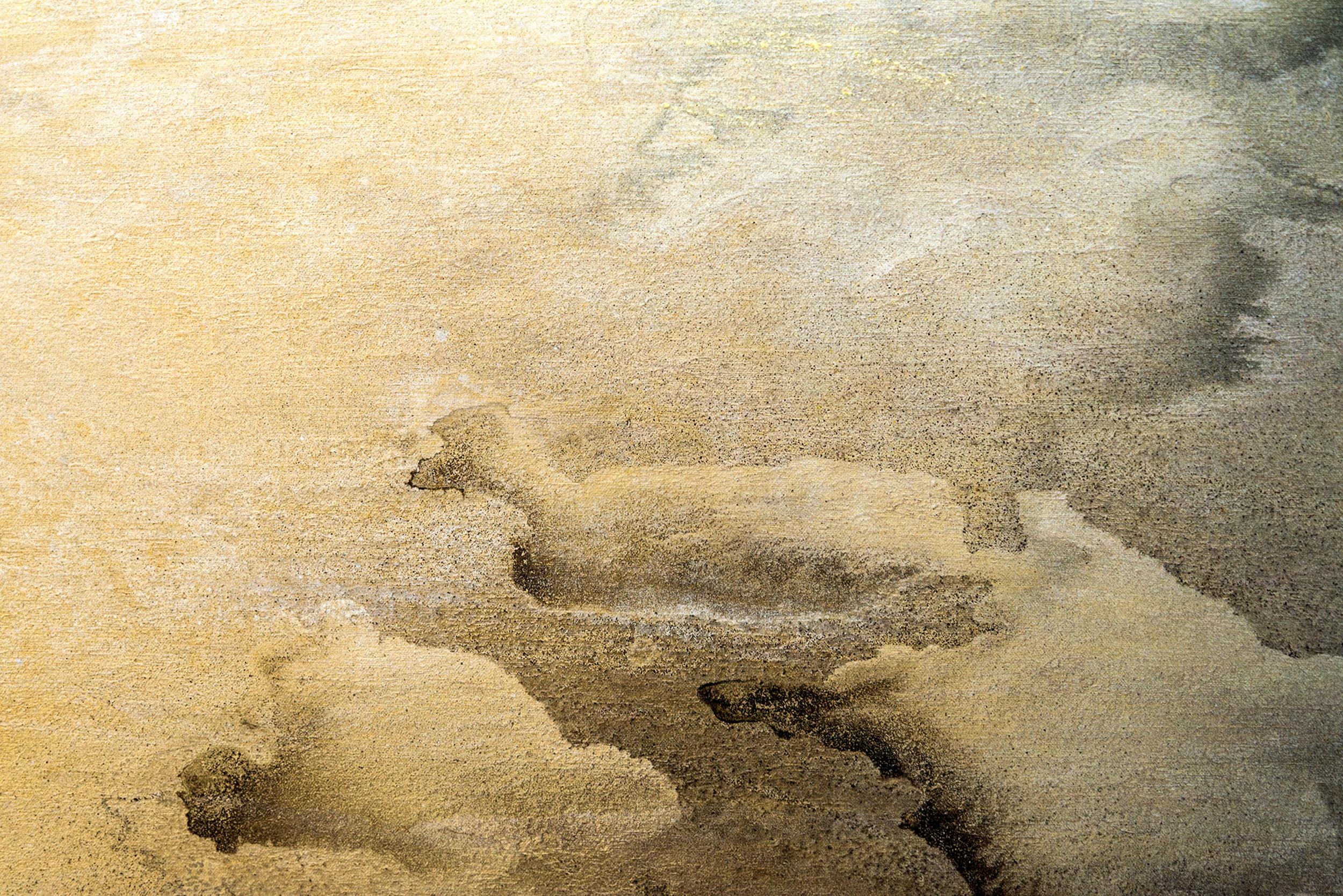 Sombras de la pradera - dorado, contemporáneo, abstracto, pintura, acrílico sobre lienzo en venta 2