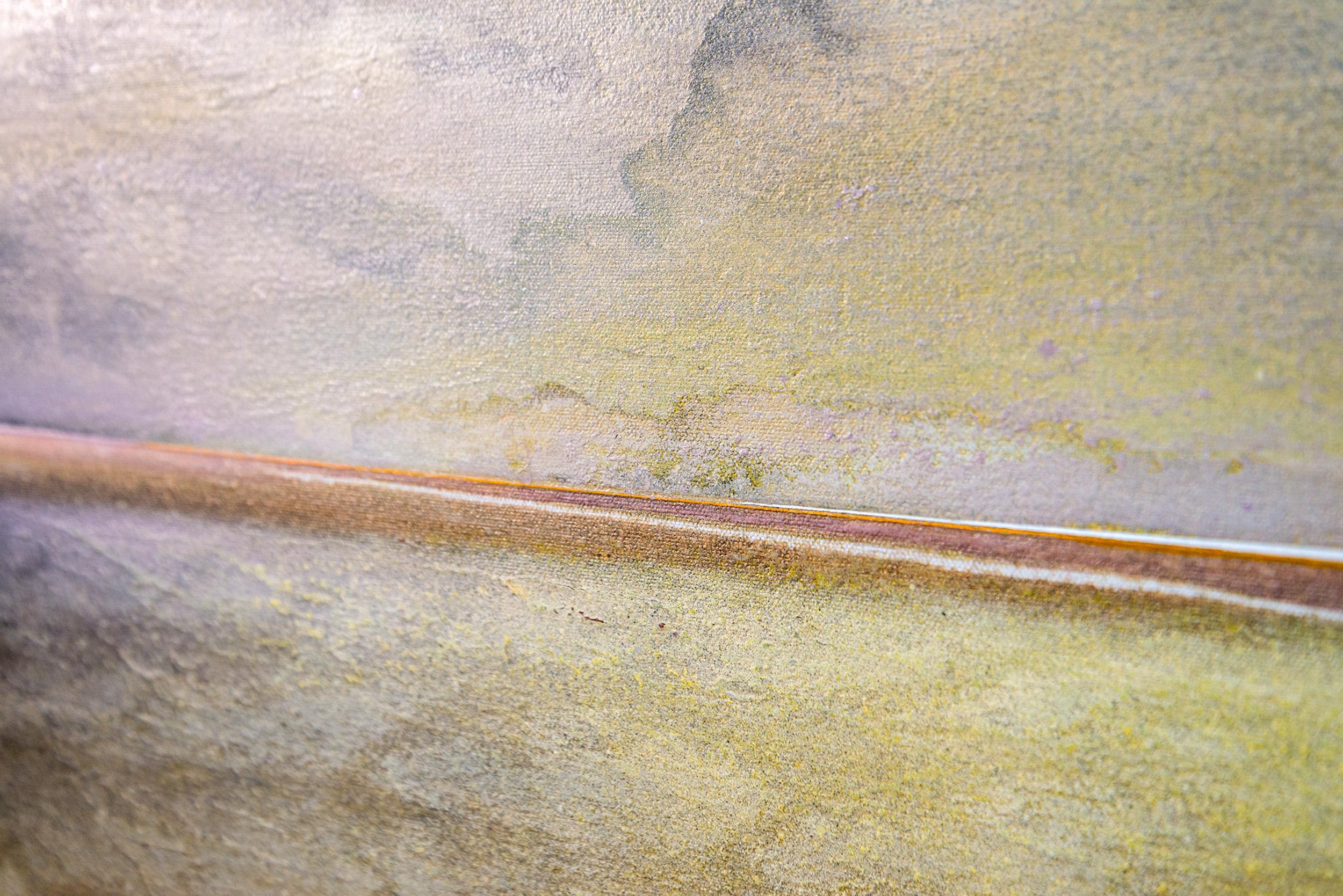 Sombras de la pradera - dorado, contemporáneo, abstracto, pintura, acrílico sobre lienzo en venta 4