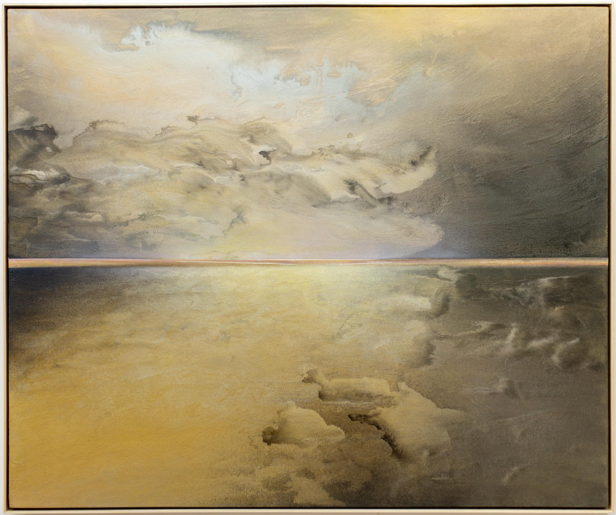 Landscape Painting de Sasha Rogers - Sombras de la pradera - dorado, contemporáneo, abstracto, pintura, acrílico sobre lienzo
