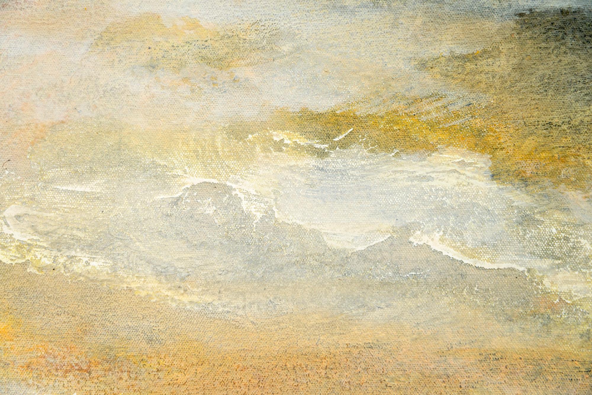 Tormenta de arena - amarillo, contemporáneo, abstracto, pintura, acrílico sobre lienzo - Landscape Painting Beige de Sasha Rogers