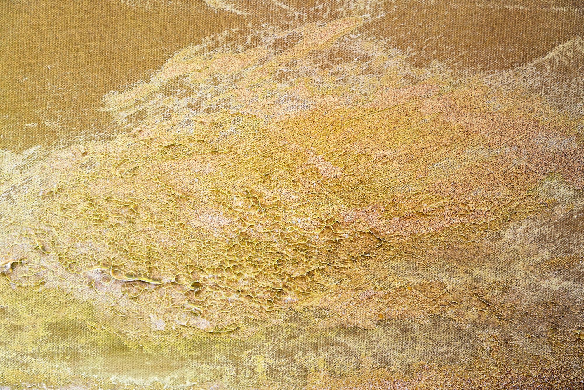 Luz Dispersa - dorado, contemporáneo, abstracto, pintura, acrílico sobre lienzo - Landscape Painting Marrón de Sasha Rogers