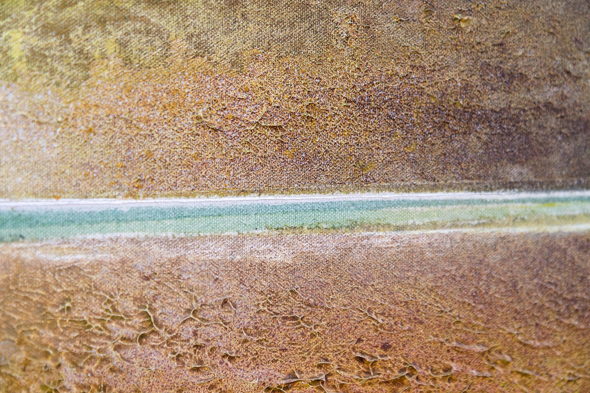 Luz Dispersa - dorado, contemporáneo, abstracto, pintura, acrílico sobre lienzo en venta 2