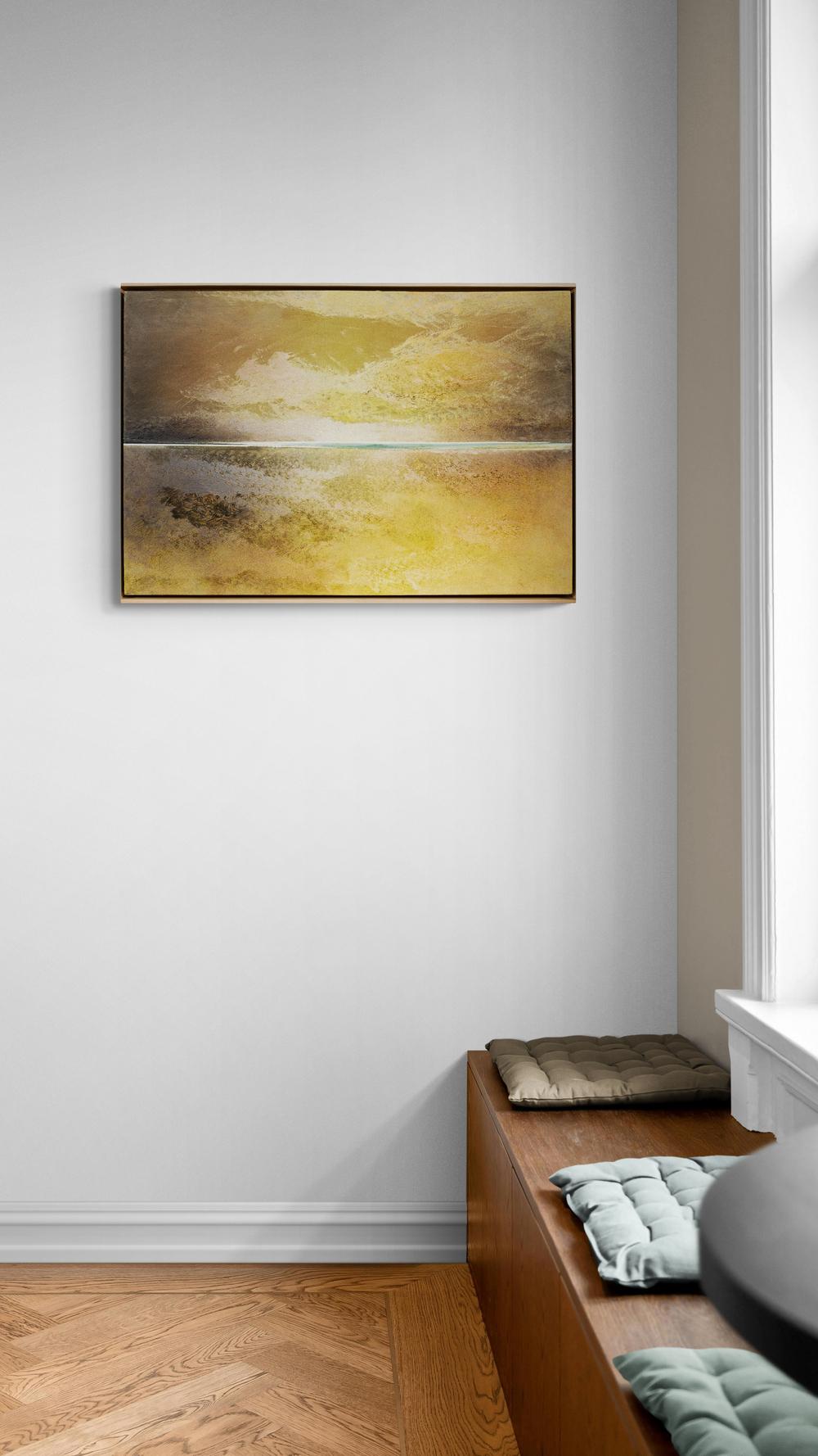 Luz Dispersa - dorado, contemporáneo, abstracto, pintura, acrílico sobre lienzo en venta 3